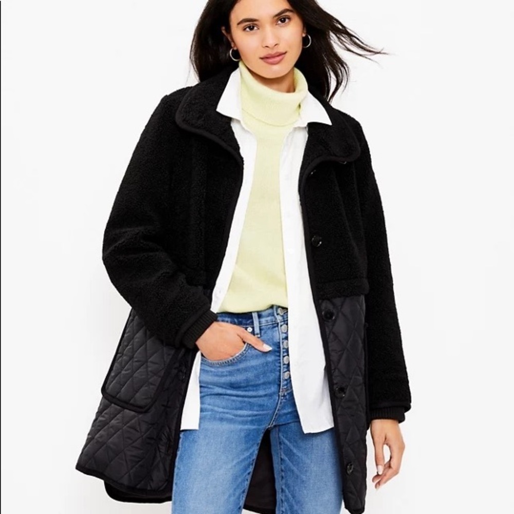 LOFT Funnel Neck Sherpa Jacket